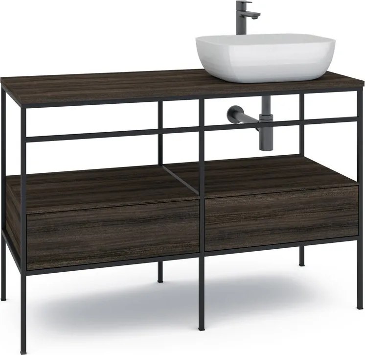 Mobile bagno da terra con lavabo L 120 x H 92 x P 45.5 cm marrone 2 cassetti per vasca dx Outline