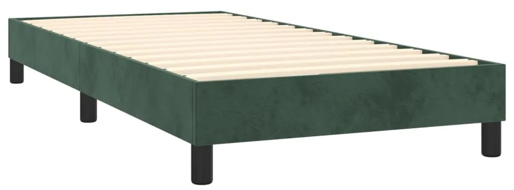 Letto a Molle con Materasso e LED Verde Scuro 90x190 cm Velluto