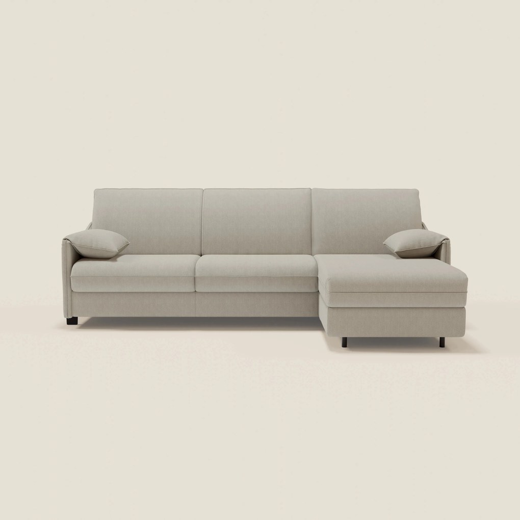 Primula divano letto angolare con materasso H18 cm - penisola contenitore in tessuto smacchiabile T05