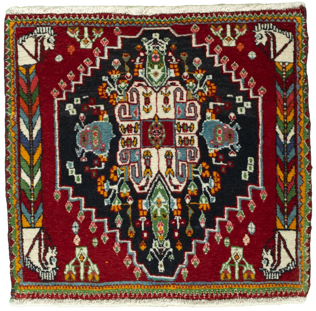 Shiraz Tappeto persiano 60x60 Rosso (Iran) Annodato A Mano