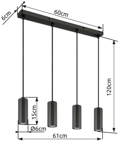 Globo 57918-4H - Lampadario a sospensione con filo JAMES 4xGU10/25W/230V
