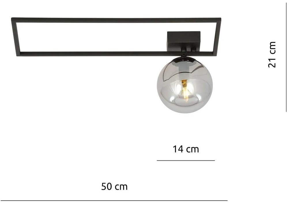 Plafoniera Moderna 1 Luce Imago 1130/1A In Acciaio Nero Vetro Fumè