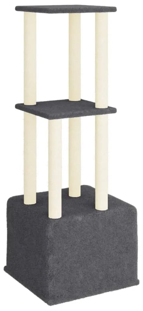 Albero per gatti con tiragraffi in sisal grigio scuro 133,5 cm