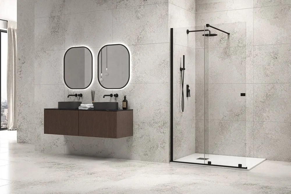 Doccia walk-in scorrevole 180 cm finitura nera | KNM4000W-N - KAMALU