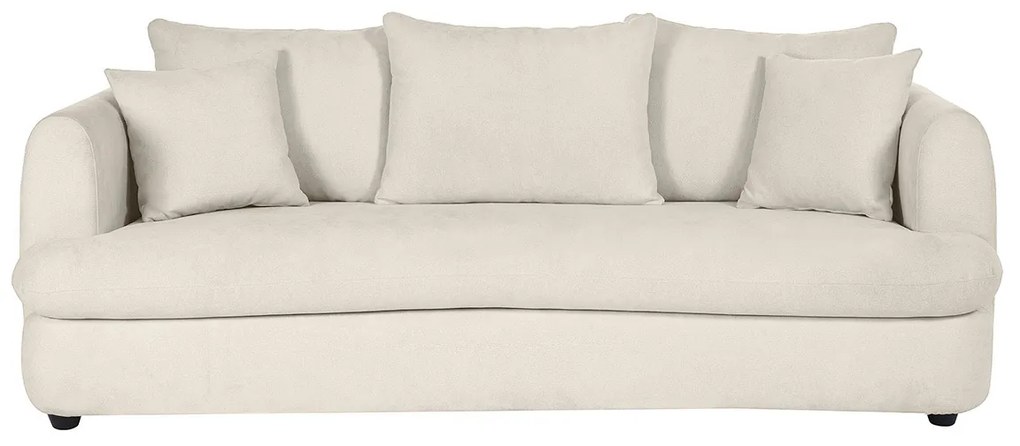 Divano sfoderabile design a fagiolo in tessuto effetto velluto beige chiaro SACHA