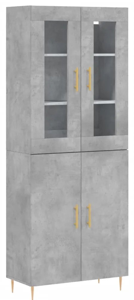 Credenza grigio cemento 69,5x34x180 cm in legno multistrato