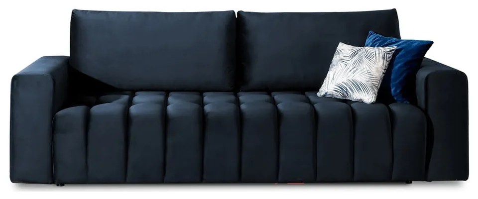 Divano blu scuro allungabile/con contenitore e rivestimento in velluto 247 cm Lazaro – ELTAP