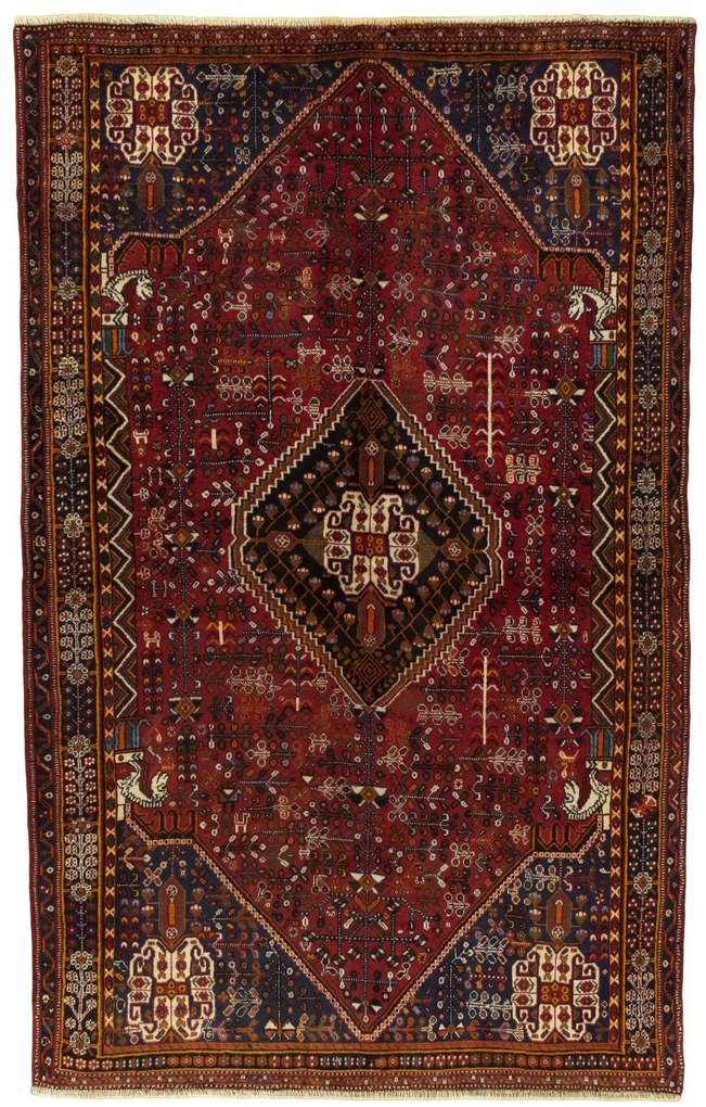 Shiraz Tappeto 250 x 160 Rosso (Iran) Annodato A Mano