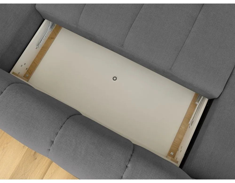 Divano angolare grigio scuro allungabile e con contenitore (penisola a destra/a U) Fuji – Bobochic Paris