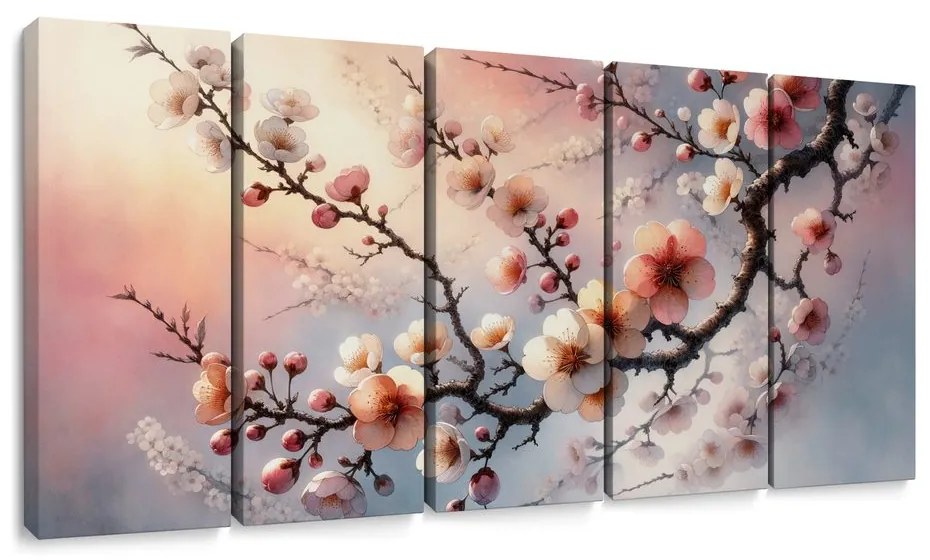 Quadri 5 pezzi – Ramo in fiore