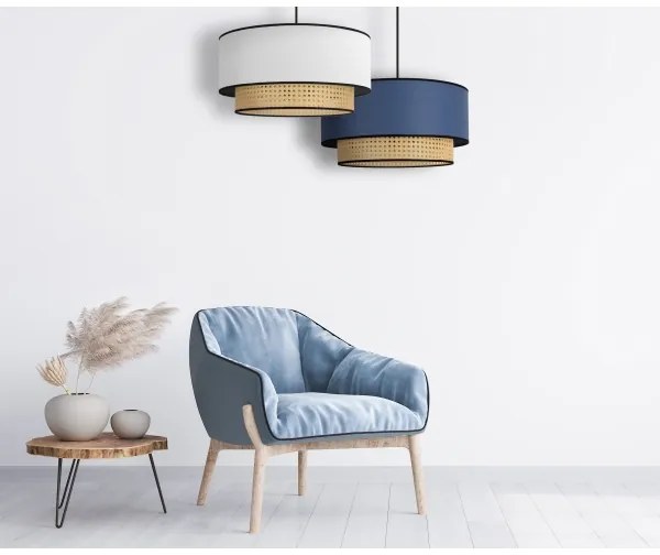 Duolla - Lampadario a sospensione con filo BOHO 1xE27/15W/230V diametro 45 cm blu/rattan