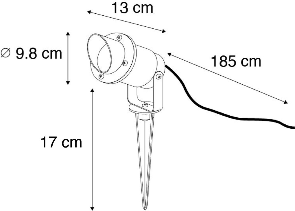 Faretto a picchetto intelligente nero IP65 con Wi-Fi GU10 - Done