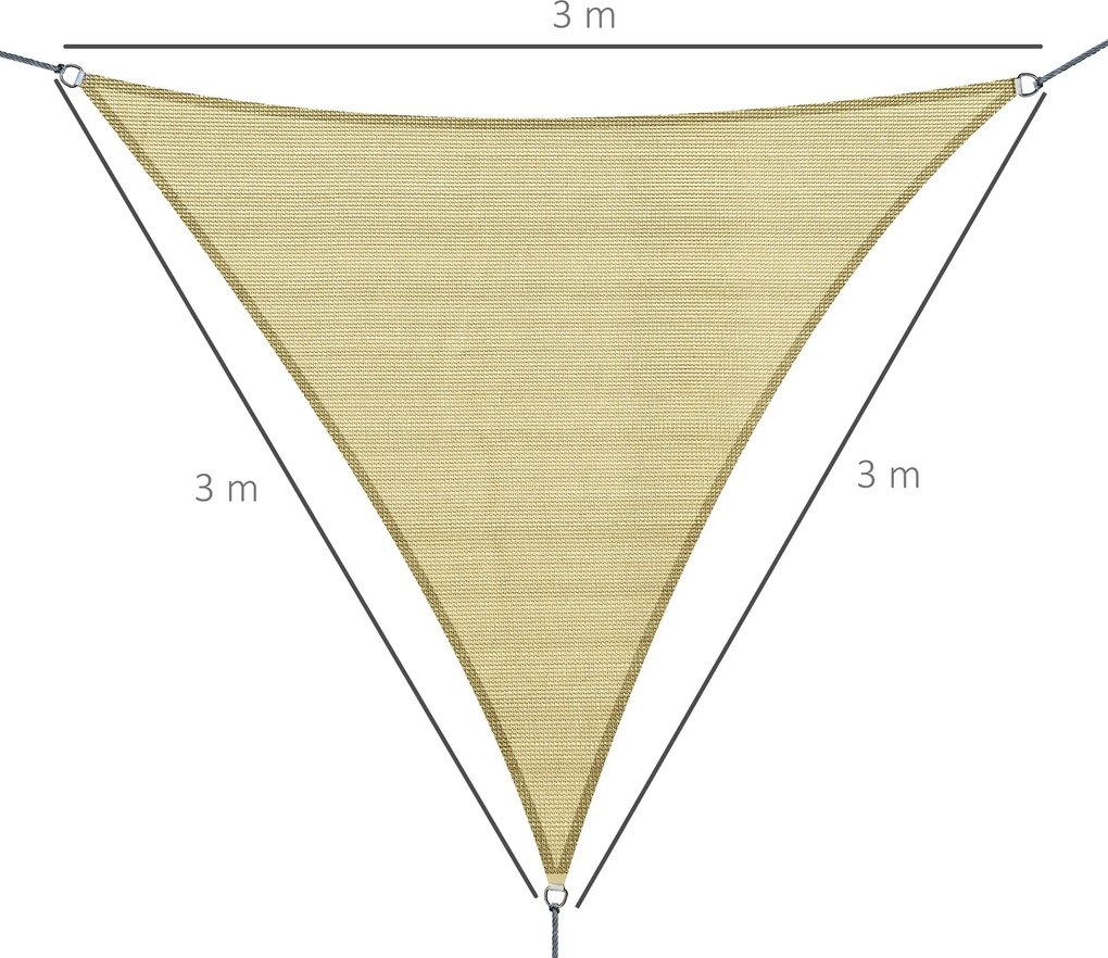 Tenda Vela da Giardino Triangolare 3x3x3m in HDPE Sabbia...