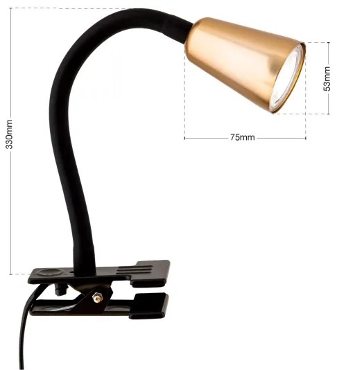 Orion - Lampada da tavolo flessibile con morsetto DOTTY 1xGU10/10W/230V ottone/nero