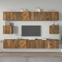 Set di Mobili Porta TV 6 pz Rovere Fumo in Legno Multistrato 3114371