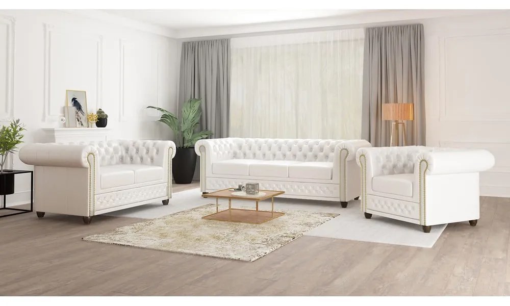 Divano in similpelle bianco 203 cm York - Ropez