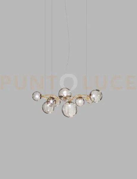 Puppet ring sospensione 9 fume' trasparente oro satinato 9 luci att...