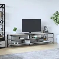 Mobile TV Grigio Sonoma 200x30x50cm Legno Multistrato e Metallo 826762