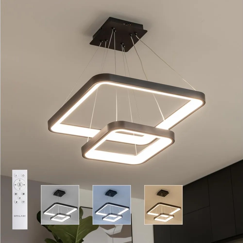 Brilagi - Lampada a sospensione LED dimmerabile con cavo FALCON SLIM LED/78W/230V 50x50 cm nero + telecomando