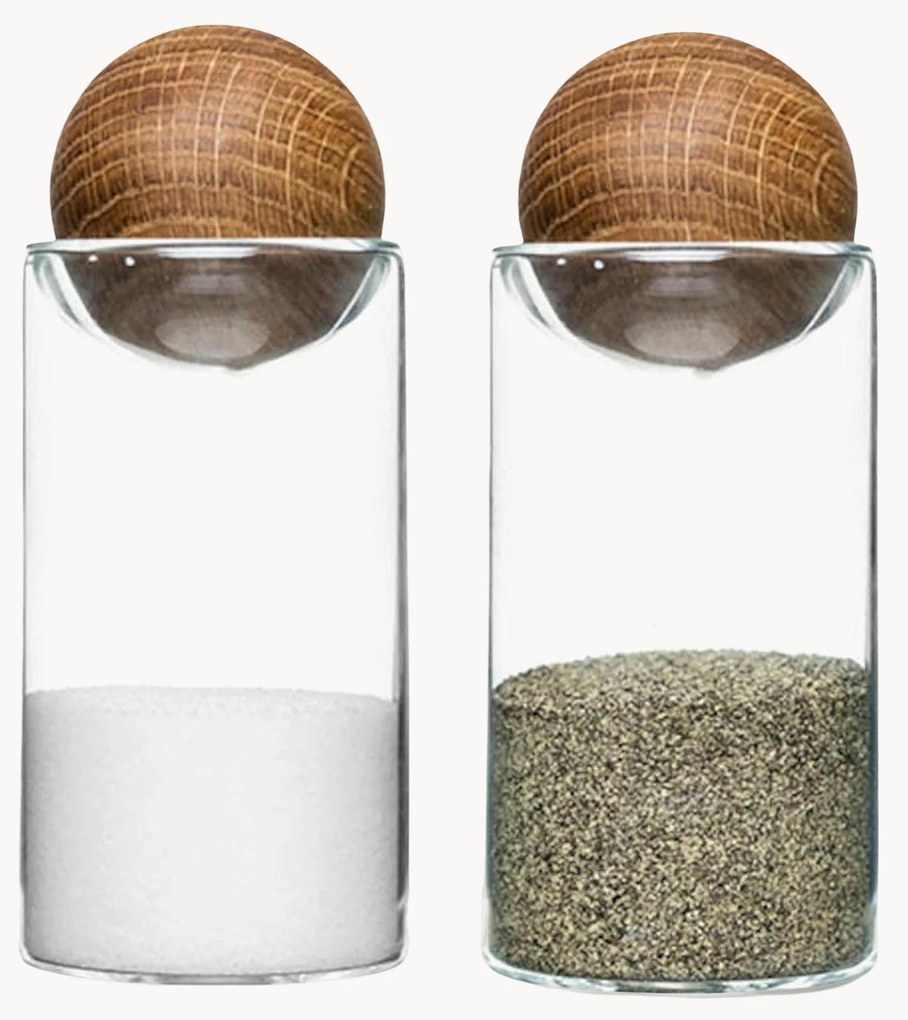 Set saliera e pepiera in vetro soffiato con tappo in legno di quercia Nature 2 pz