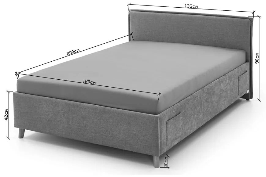 Letto da bambini blu scuro imbottito rete non inclusa 120x200 cm Fun – Meise Möbel