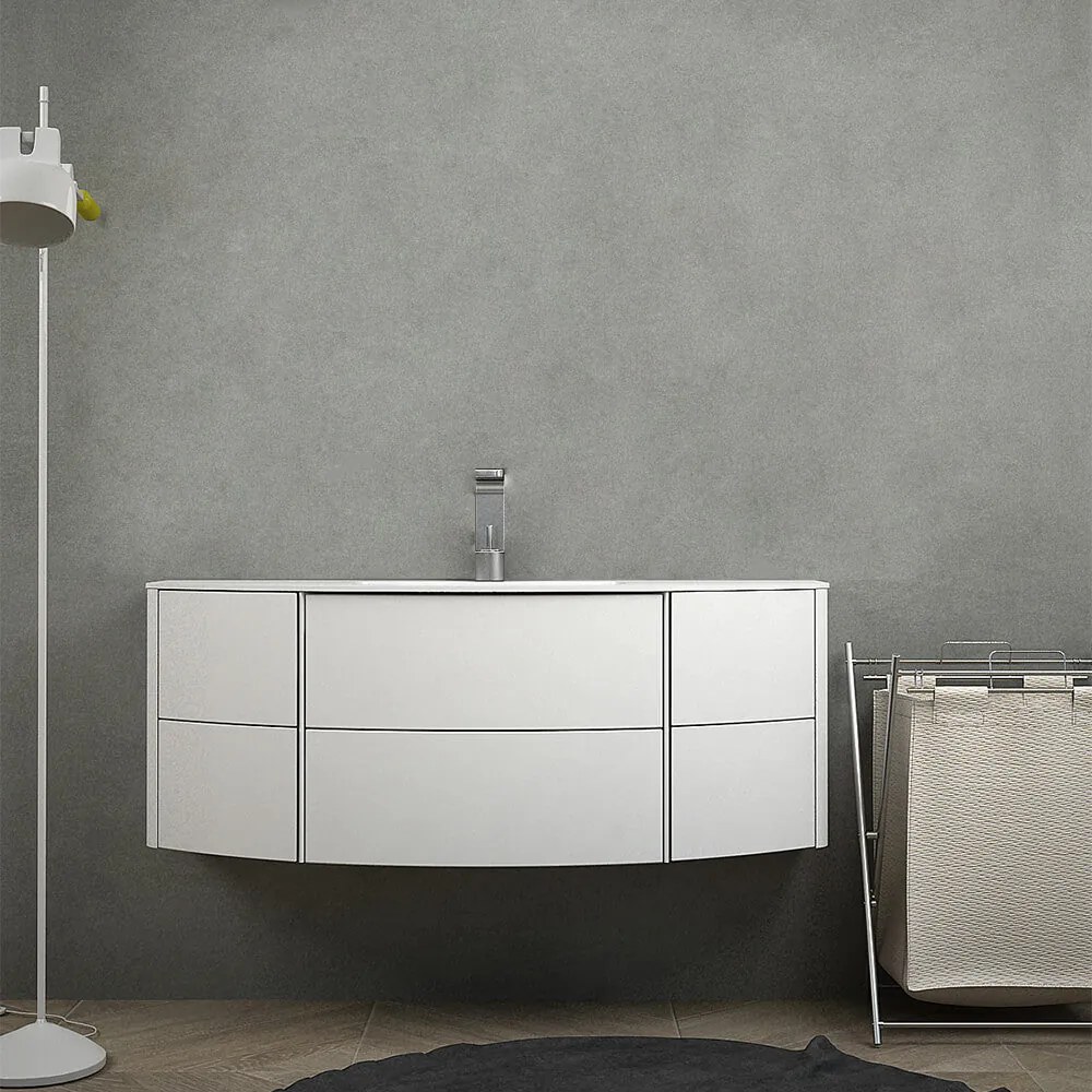 Mobile da bagno sospeso 120 cm bianco opaco Mod. Rio senza specchio