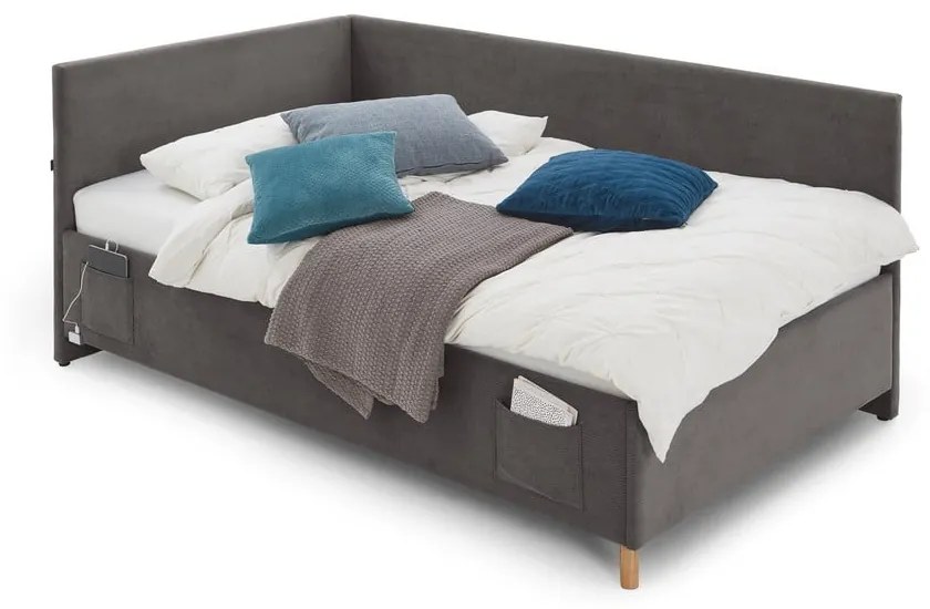 Letto da bambini color antracite con sponde e spazio contenitivo 90x200 cm Cool – Meise Möbel