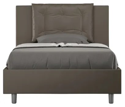 Letto una piazza e mezza contenitore imbottito 120x210 similpelle cappuccino Annalisa