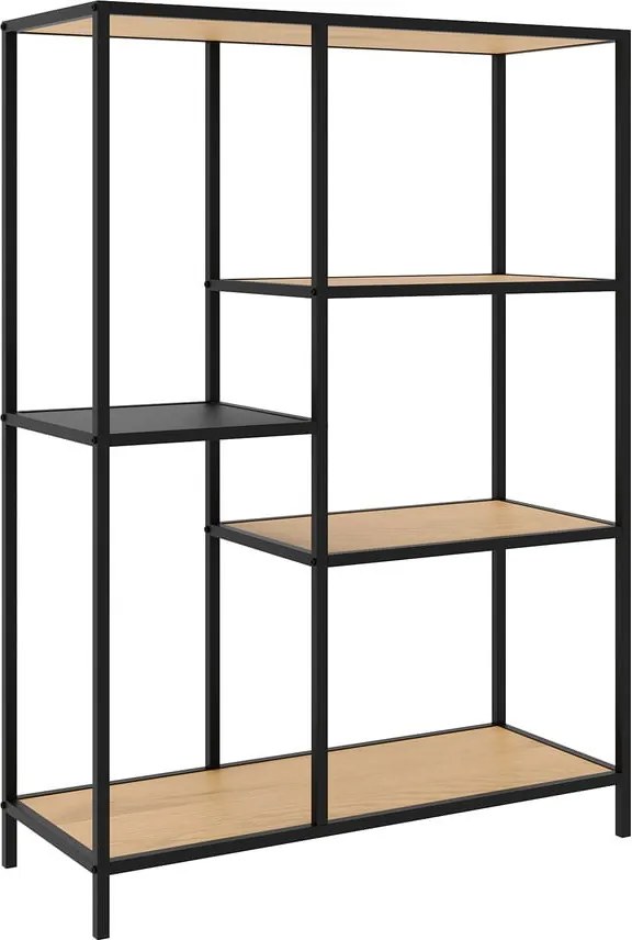 Libreria nera/di colore naturale effetto rovere 80x112x35 cm Altino – Unique Furniture