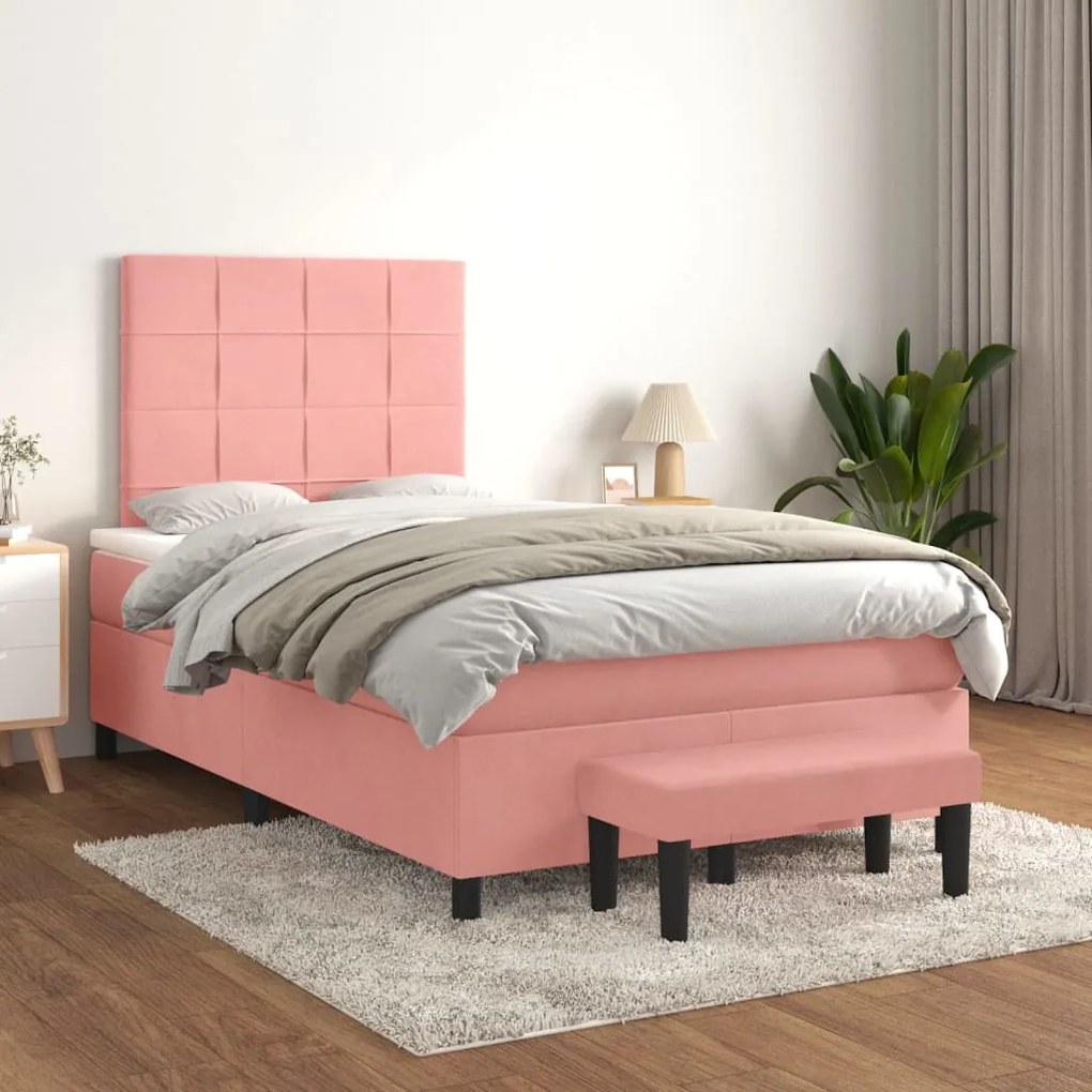 Giroletto A Molle Con Materasso Rosa 120x200 Cm İn Velluto /