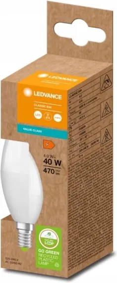 LED Lampadina in plastica riciclata B40 E14/4,9W/230V 4000K - Ledvance