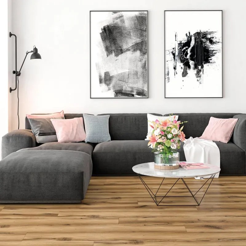 Pavimento SPC passaggio intenso Cambridge rovere scuro Sp 5.5 mm con sottopavimento integrato 2.514 m²