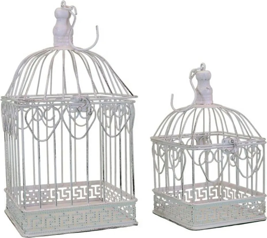 SAMUEL - set di 2 gabbie rettangolari stile provenzale in ferro verniciato