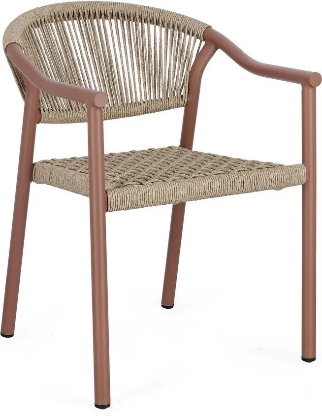 Sedia da esterno rossa/di colore naturale in metallo Canarias – Bizzotto