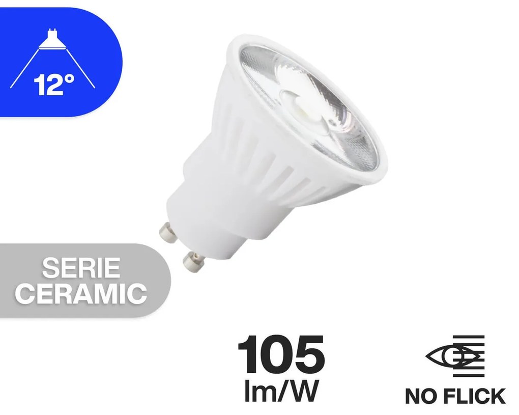 Lampada LED GU10 8W angolo 12° Ceramic 105lm/W - No Flickering Colore Bianco Caldo 2.700K