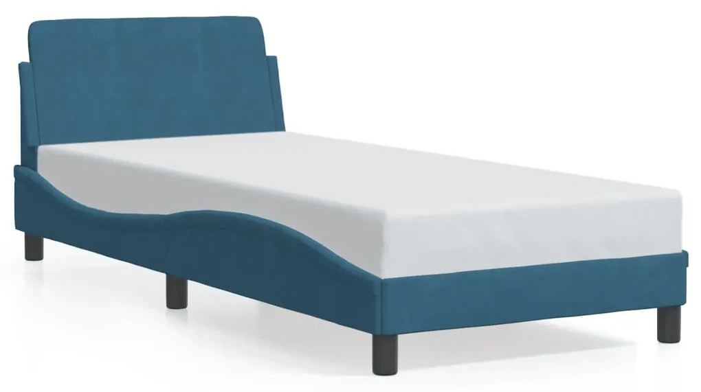 Giroletto Con Testiera Blu 80x200 Cm İn Velluto /