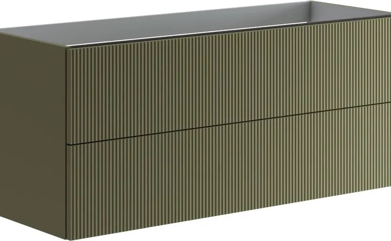 Mobile da bagno sospeso sotto lavabo L 119.5 x H 50 x P 45.5 cm verde salvia opaco, 2 cassetti Opera
