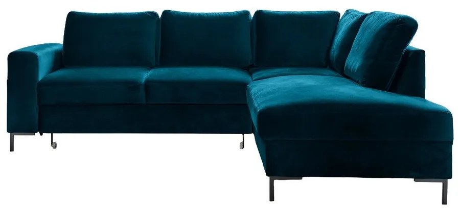 Divano letto angolare in velluto turchese (angolo destro) Lofty Lilly - Miuform