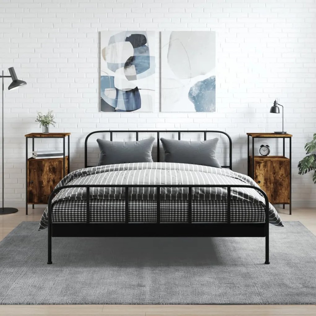 Comodini 2pz Rovere Fumo 41x31x80 Cm İn Legno Multistrato /