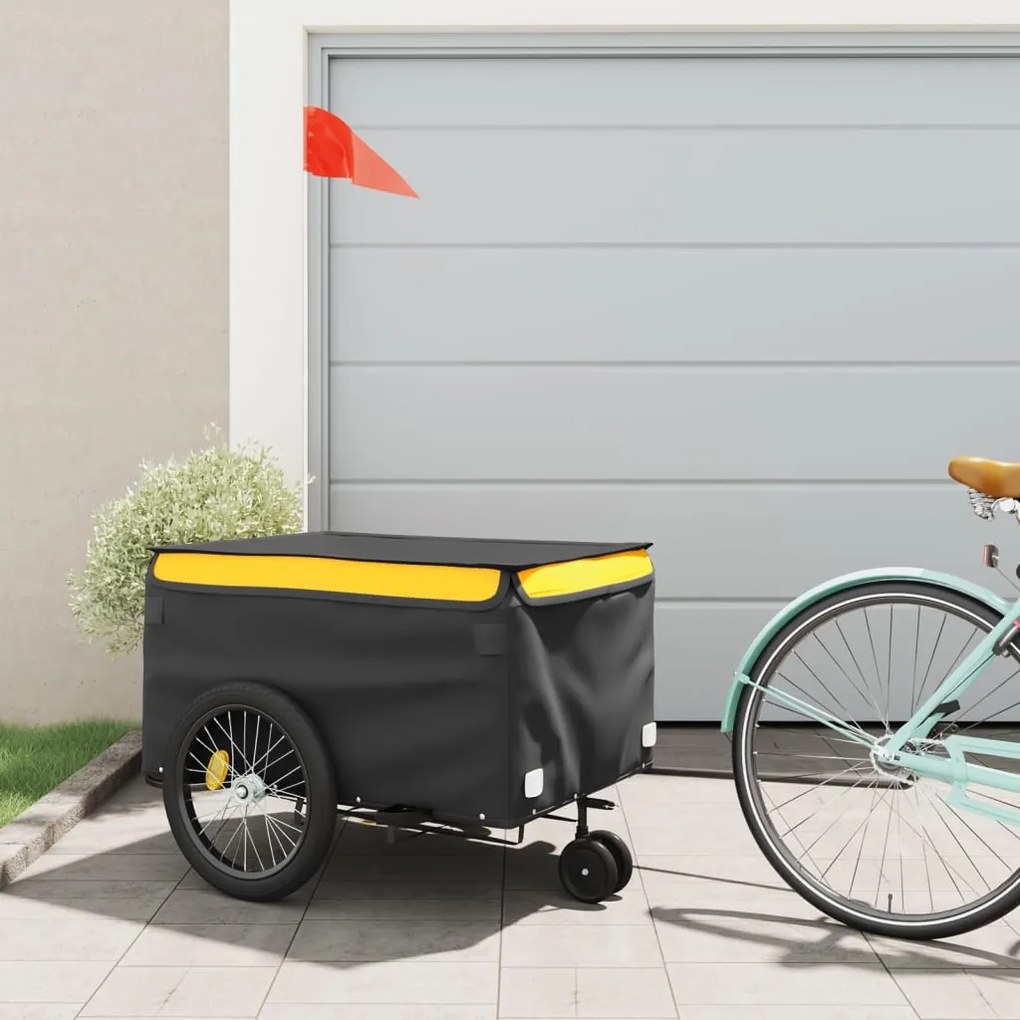 Rimorchio Da Bici Nero E Giallo 45 Kg İn Ferro /