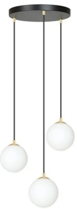 Lampadario a sospensione in Acciaio ROYAL 3 Nero/Bianco e Oro 3xE14