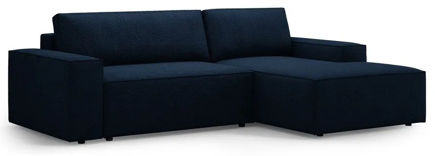 Divano letto angolare blu scuro in tessuto bouclé (angolo destro) Jodie - Micadoni Home