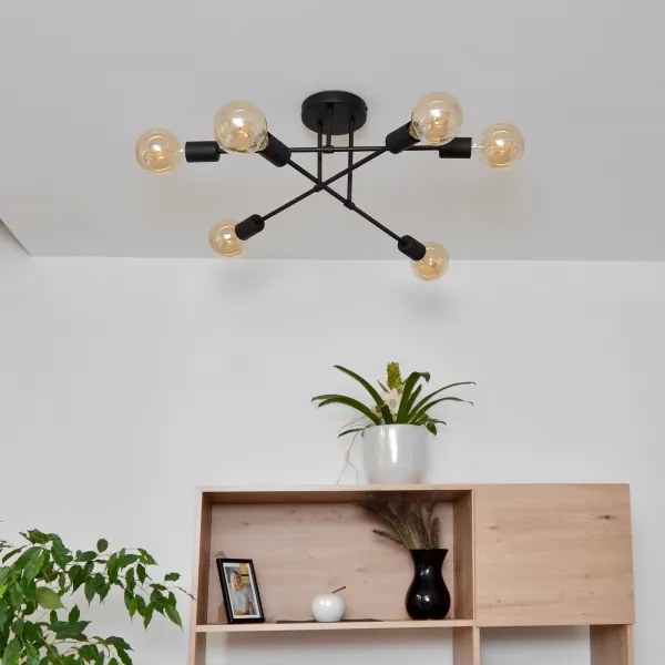 Lampadario a plafone LED CAMBRIDGE 6xE27/8W/230V nero