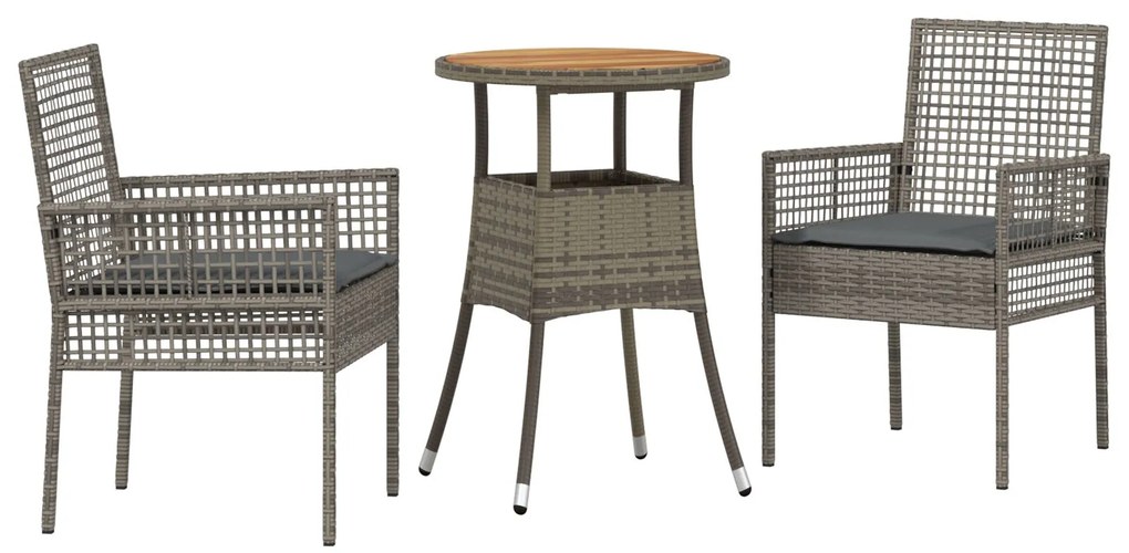 Set di mobili da pranzo set di 3 grigio rattan, metallo