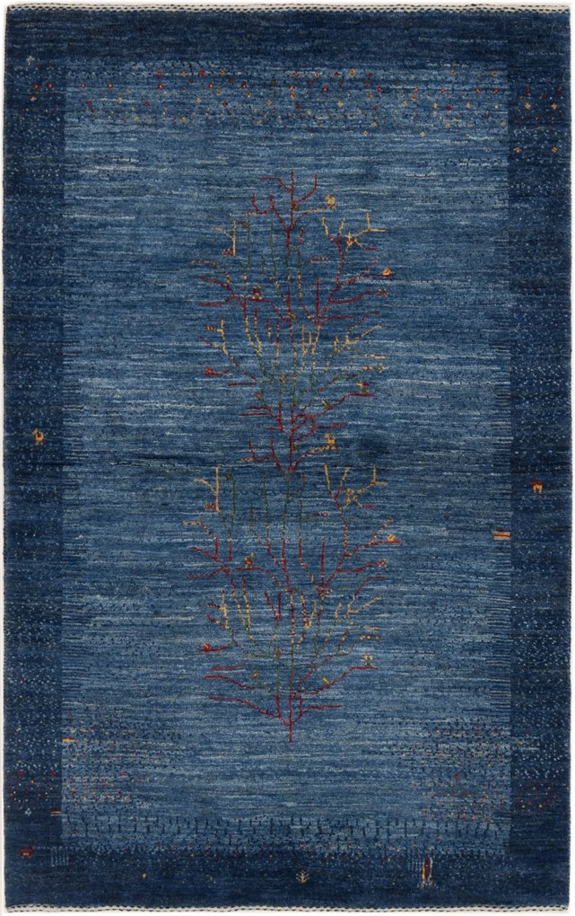 Loribaft Tappeto 90 x 150 Blu (Iran) Annodato A Mano