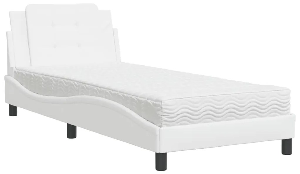 Letto con materasso bianco 90x200 cm in similpelle