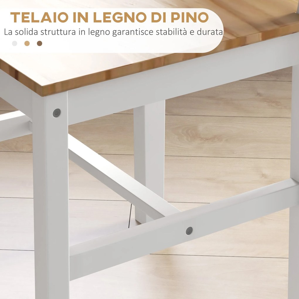 Set 4 Sedie per Cucina e Soggiorno con Schienale a Croce 41x46,5x86 cm in Legno di Pino Bianco e Rovere...