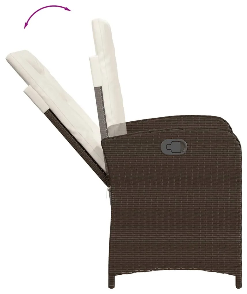 Set da pranzo da giardino 9pz con cuscini marrone in polyrattan