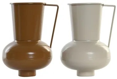 Vaso DKD Home Decor 13 x 12.5 x 17 cm Beige Metallo Arancio Senape (2 Unità)