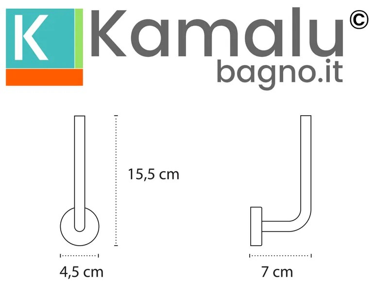 Kamalu - Portarotolo verticale in acciaio inox bianco opaco installazione a muro | Monde-B